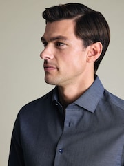 Charles Tyrwhitt Blue Non-Iron Stretch Texture Shirt - Image 3 of 7