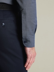 Charles Tyrwhitt Blue Non-Iron Stretch Texture Shirt - Image 4 of 7