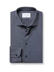 Charles Tyrwhitt Blue Non-Iron Stretch Texture Shirt - Image 5 of 7