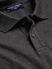 رمادي - قميص بولو بيكيه قطن قابل للتمدد بكم قصير من Charles Tyrwhitt - صورة 5 من 5