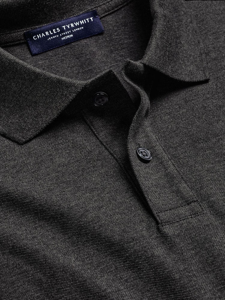 Charles Tyrwhitt Grey Short Sleeve Cotton Stretch Pique Polo Shirt - Image 5 of 5 Charles Tyrwhitt Grey Short Sleeve Cotton Stretch Pique Polo Shirt - Image 5 of 5