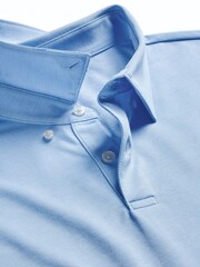 Charles Tyrwhitt Blue Short Sleeve Performance Long Sleeve Jersey Polo Shirt - Image 5 of 5