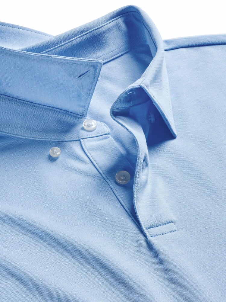 Charles Tyrwhitt Blue Short Sleeve Performance Long Sleeve Jersey Polo Shirt - Image 5 of 5