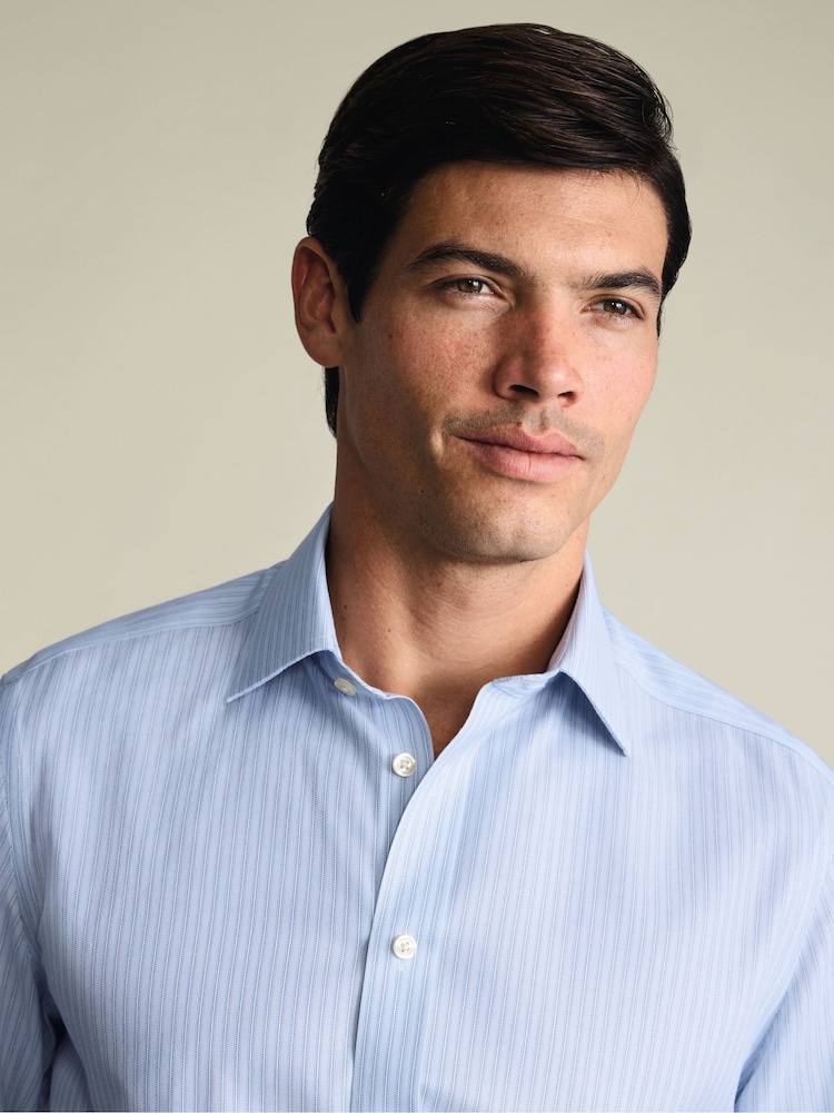 Charles Tyrwhitt Blue Non-Iron Twill Stripe Shirt - Image 2 of 8