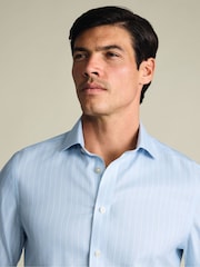 Charles Tyrwhitt Blue Regular Fit Non-Iron Herringbone Shirt - Image 2 of 8