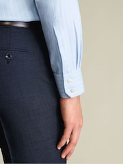 Charles Tyrwhitt Blue Regular Fit Non-Iron Herringbone Shirt - Image 3 of 8