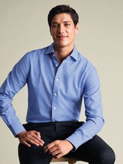Charles Tyrwhitt Blue Regular Fit Non-Iron Cutaway collar Poplin Shirt - Image 1 of 7