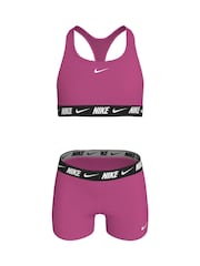 Nike Desert Pink Logo Tape Racerback Bikini Shorts Set - Image 5 of 7