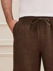 Brown Heavyweight Linen Drawstring Waist Shorts - Image 5 of 5