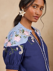 Love & Roses Two Tone Embroidered Blouse - 圖片 2/5