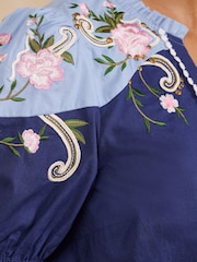 Love & Roses Two Tone Embroidered Blouse - 圖片 4/5
