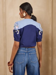 Love & Roses Two Tone Embroidered Blouse - 圖片 5/5