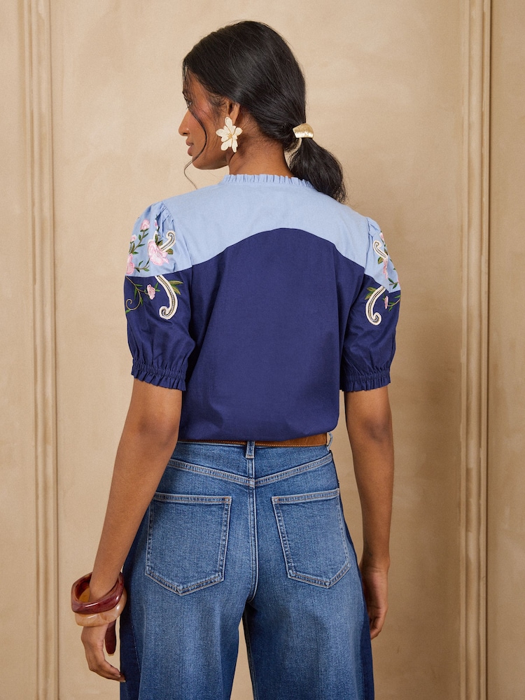 Love & Roses Two Tone Embroidered Blouse - 圖片 5/5