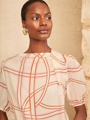 Love & Roses Ivory Geo Print Drape Neck Blouse - Image 2 of 4