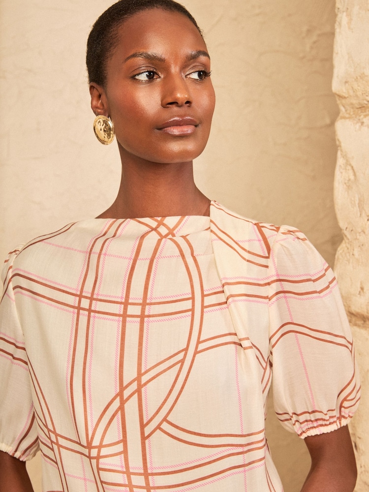 Love & Roses Ivory Geo Print Drape Neck Blouse - Image 2 of 4