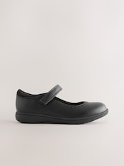 Black Matt Wide Fit (G) School Brogue Detail Mary Jane Shoes - Image 2 of 5