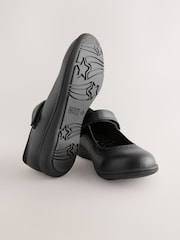 Black Matt Wide Fit (G) School Brogue Detail Mary Jane Shoes - Image 3 of 5