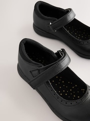 Black Matt Wide Fit (G) School Brogue Detail Mary Jane Shoes - Image 5 of 5