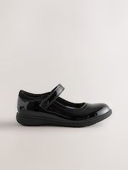 Black Patent Narrow Fit (E) School Brogue Detail Mary Jane Shoes - Image 2 of 5