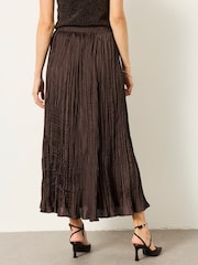 FatFace Coco Chocolate Brown Pleated Midi Skirt - Image 2 of 6
