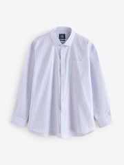 The Savile Row Company Purple Striped Classic Fit Cotton Poplin Formal Shirt Single Cuff - Image 1 of 1