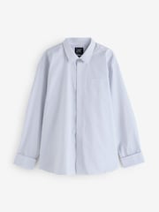 The Savile Row Company Striped Classic Fit Cotton Poplin Double Cuff Formal Blue Shirt - Image 1 of 1