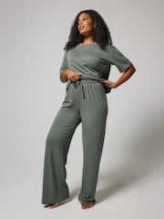 LOVALL Green Tall Soft Touch Wide Leg Lounge Set - Image 6 of 6