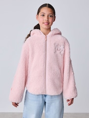 Baker by Ted Baker Pink Baker by Ted Baker Zip-Through Hooded Bow Black Fleece - Image 1 of 8