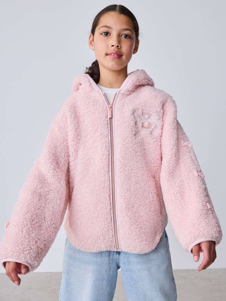 Baker by Ted Baker Pink Baker by Ted Baker Zip-Through Hooded Bow Black Fleece - Image 2 of 8 Baker by Ted Baker Pink Baker by Ted Baker Zip-Through Hooded Bow Black Fleece - Image 2 of 8