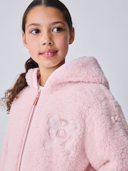 Baker by Ted Baker Pink Baker by Ted Baker Zip-Through Hooded Bow Black Fleece - Image 6 of 8