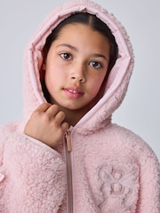 Baker by Ted Baker Pink Baker by Ted Baker Zip-Through Hooded Bow Black Fleece - Image 7 of 8
