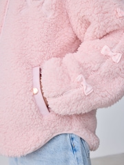 Baker by Ted Baker Pink Baker by Ted Baker Zip-Through Hooded Bow Black Fleece - Image 8 of 8