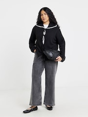 Simply Be Blue Tie Front Collar Cardigan - Image 1 of 4