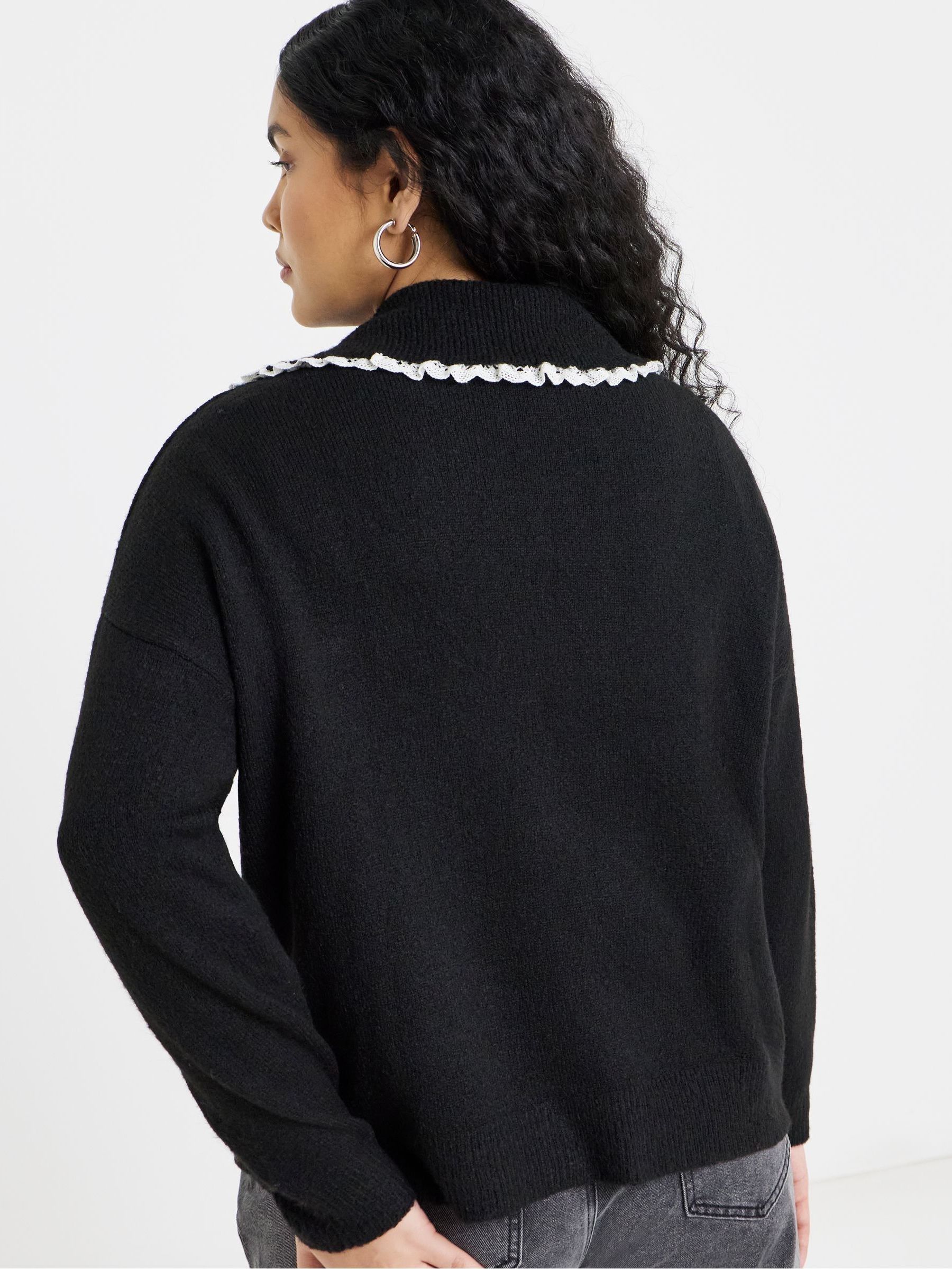Buy Simply Be Blue Tie Front Collar Cardigan from Next USA