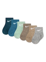 Nike Green Infant Swoosh Ankle Socks 6 Pack - Image 1 of 3