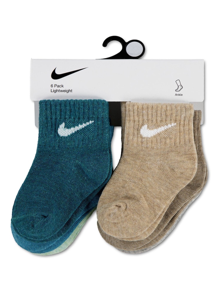 Nike Green Infant Swoosh Ankle Socks 6 Pack - Image 3 of 3