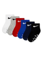 Nike Blue Core Swoosh Gripper Socks 6 Pack - Image 1 of 3