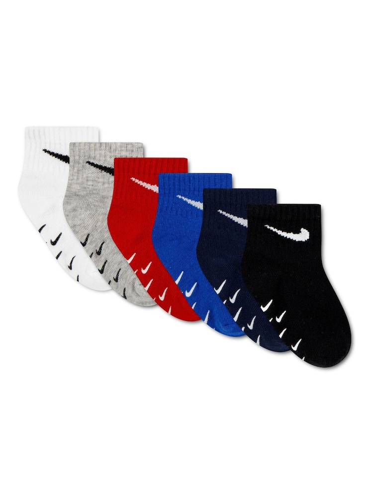 Nike Blue Core Swoosh Gripper Socks 6 Pack - Image 2 of 3 Nike Blue Core Swoosh Gripper Socks 6 Pack - Image 2 of 3