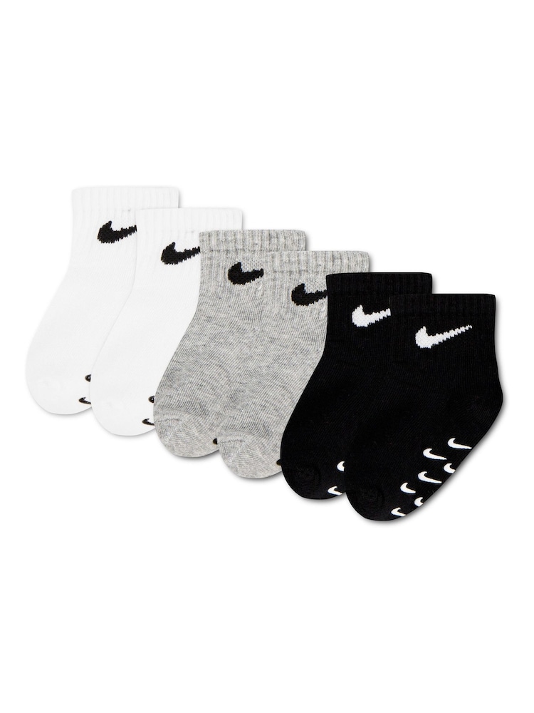 Nike Grey Infant Colour Pop Gripper Socks 6 Pack - Image 1 of 3 Nike Grey Infant Colour Pop Gripper Socks 6 Pack - Image 1 of 3