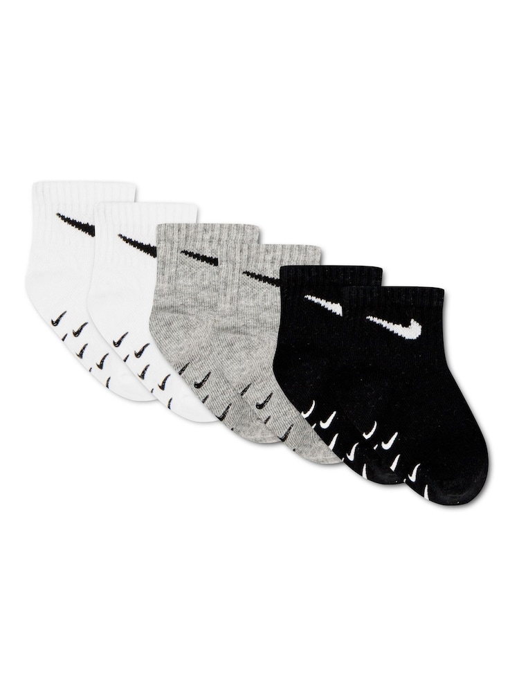 Nike Grey Infant Colour Pop Gripper Socks 6 Pack - Image 2 of 3 Nike Grey Infant Colour Pop Gripper Socks 6 Pack - Image 2 of 3