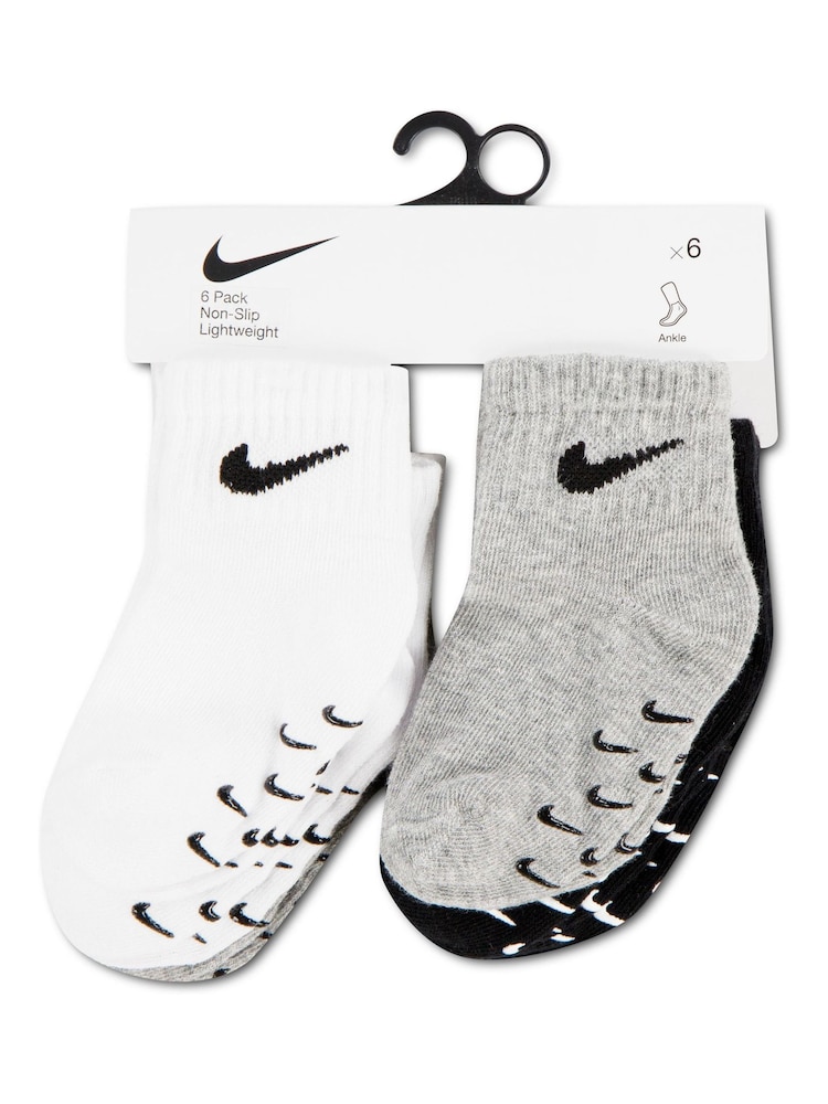 Nike Grey Infant Colour Pop Gripper Socks 6 Pack - Image 3 of 3 Nike Grey Infant Colour Pop Gripper Socks 6 Pack - Image 3 of 3