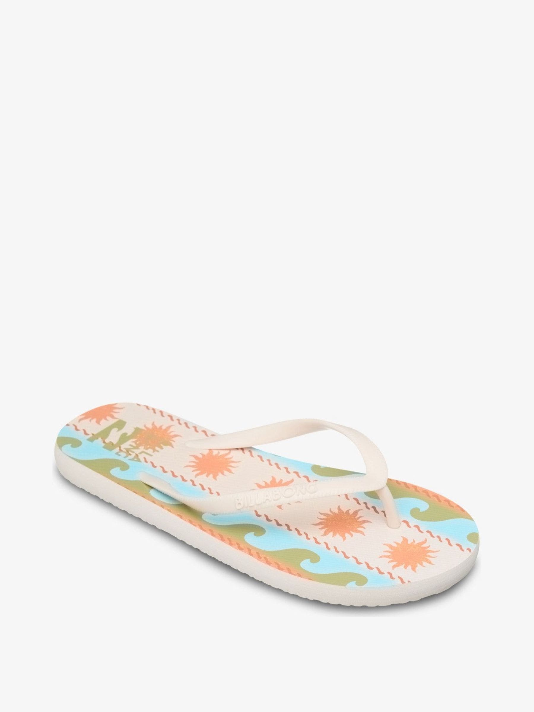 Buy Roxy Blue Sun Print Dama Logo Flip Flops from Next USA