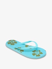 Billabong Blue Floral Dama Logo Flip Flops - Image 4 of 5