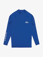 Quiksilver Blue Everyday UPF50 Long Sleeve Logo Rash Vest - Image 1 of 2