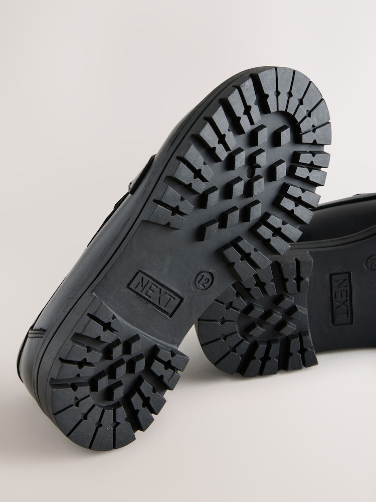 Black Matt Leather Standard Fit (F) School Chunky Tassel Loafers - Image 5 of 5 Black Matt Leather Standard Fit (F) School Chunky Tassel Loafers - Image 5 of 5