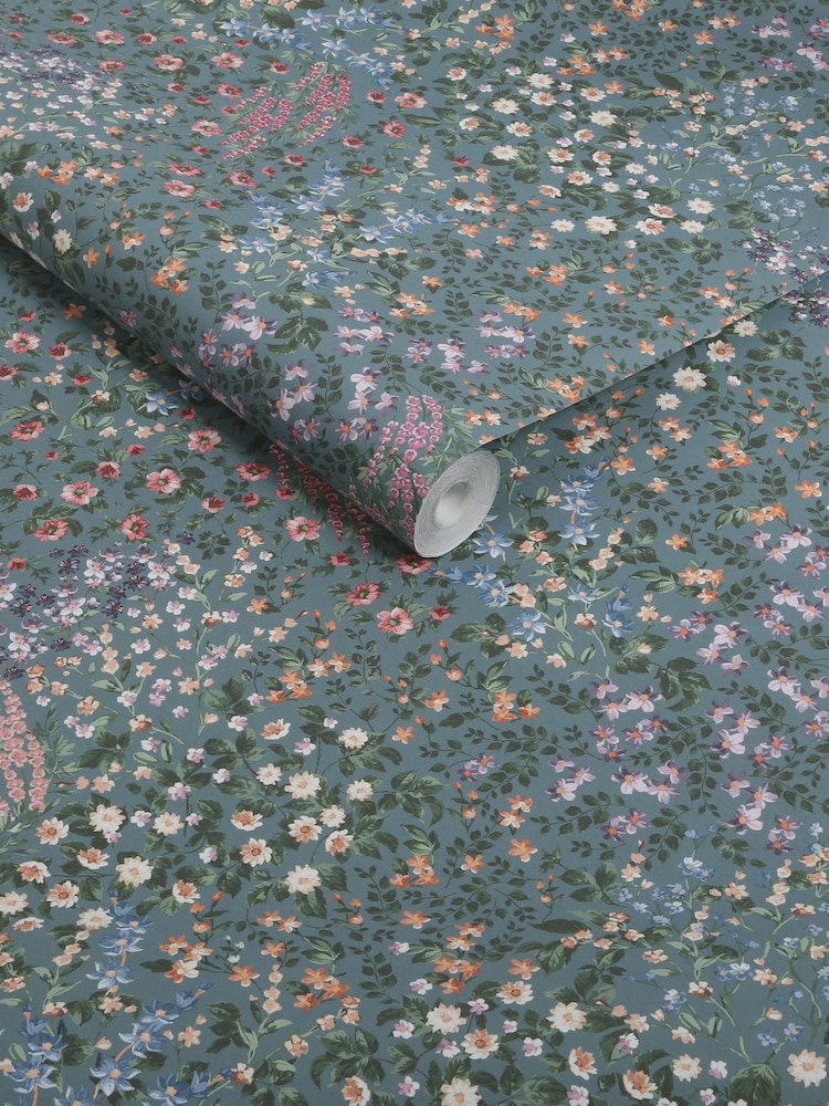 Graham & Brown Teal Painterly Flora A4 Wallpaper Sample - Image 2 of 3 Graham & Brown Teal Painterly Flora A4 Wallpaper Sample - Image 2 of 3