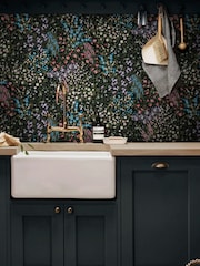 Graham & Brown Black Painterly Flora A4 Wallpaper Sample - Image 1 of 3