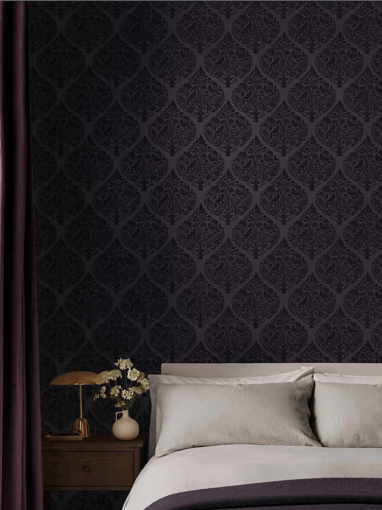 Graham & Brown Plum Woodland Fable A4 Wallpaper Sample - Image 1 of 3