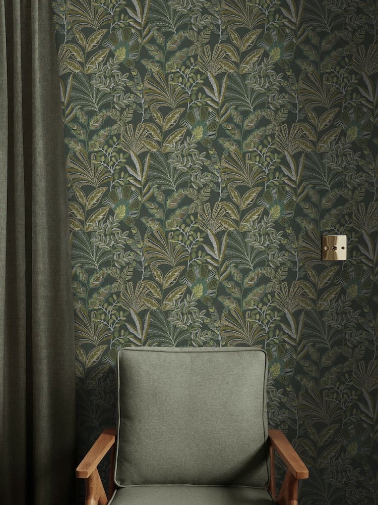 Graham & Brown Emerald Vendura Weave A4 Wallpaper Sample - Image 1 of 3