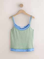 Sage Green Washed Jersey Layered Vest - Image 1 of 3